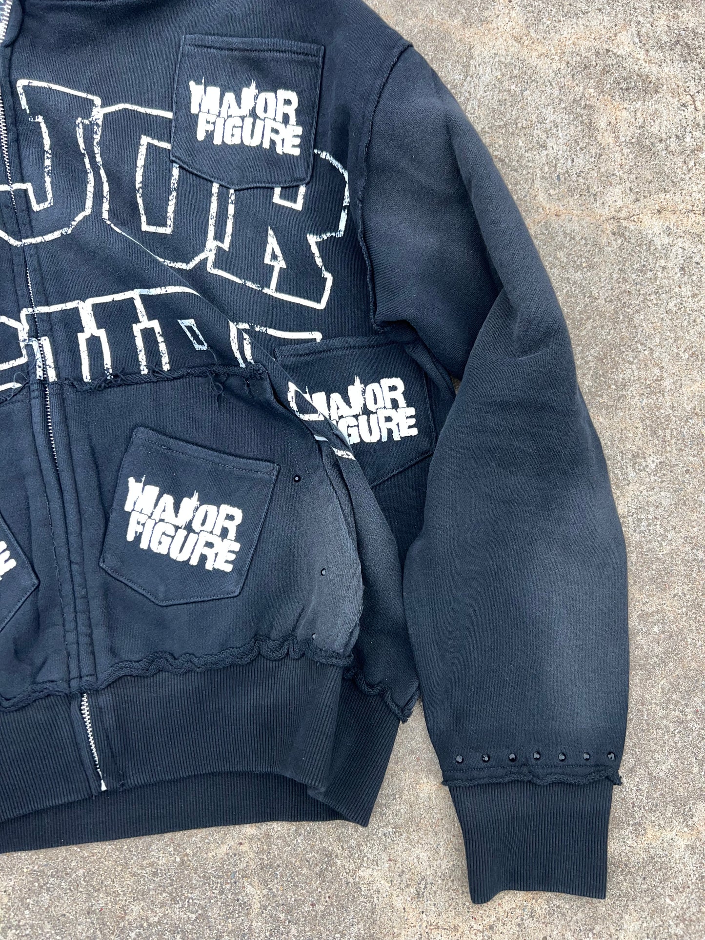 Black “Statement” Zip up  Hoodie